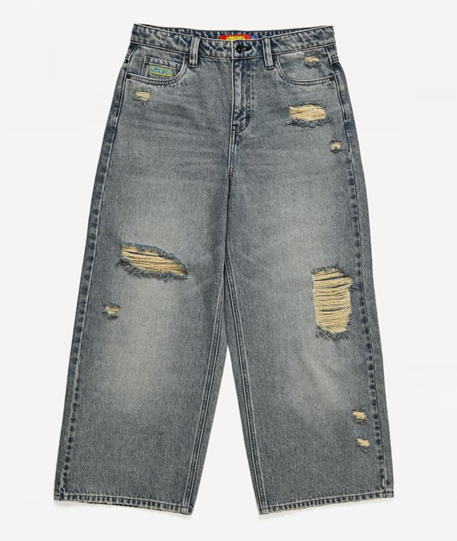 Empyre Kids Destroy Blue Wash Ultra Wide Jeans - Empyre