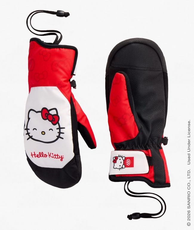 686 x Hello Kitty Revel Red & White 10K Snowboard Mittens - 686