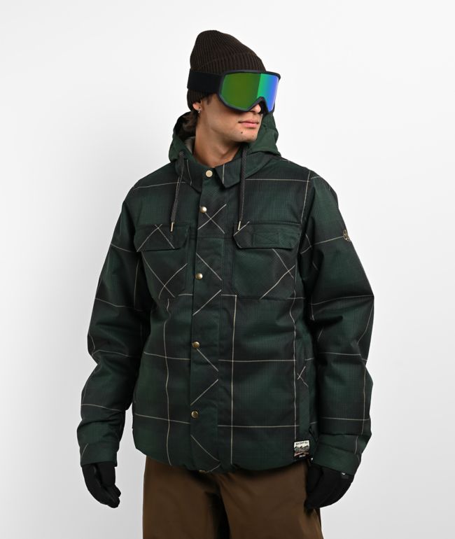 686 Woodland™ Moss Green Plaid 10K Insulated Snowboard Jacket - 686