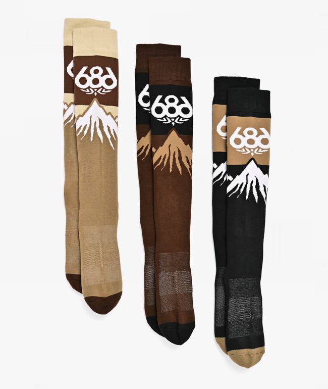 686 Snow Cap 3 Pack Snowboard Socks - 686