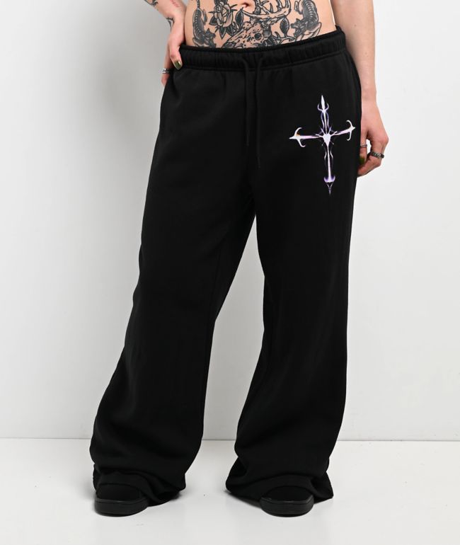 Ninth Hall Among The Stars Black Wide Leg Sweatpants - Ninth Hall