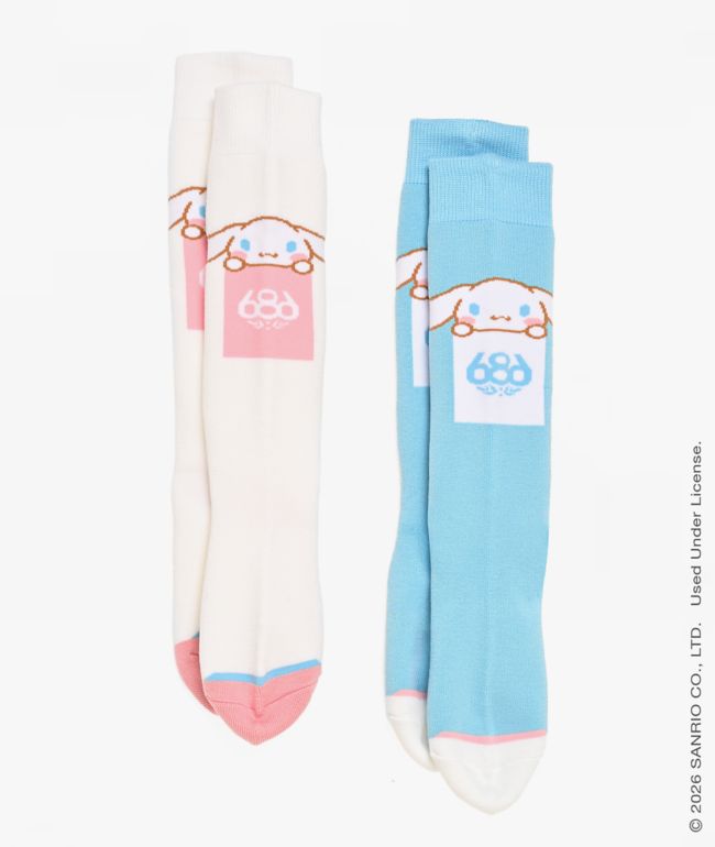 686 x Hello Kitty Cinnamoroll 2 Pack Snow Socks - 686