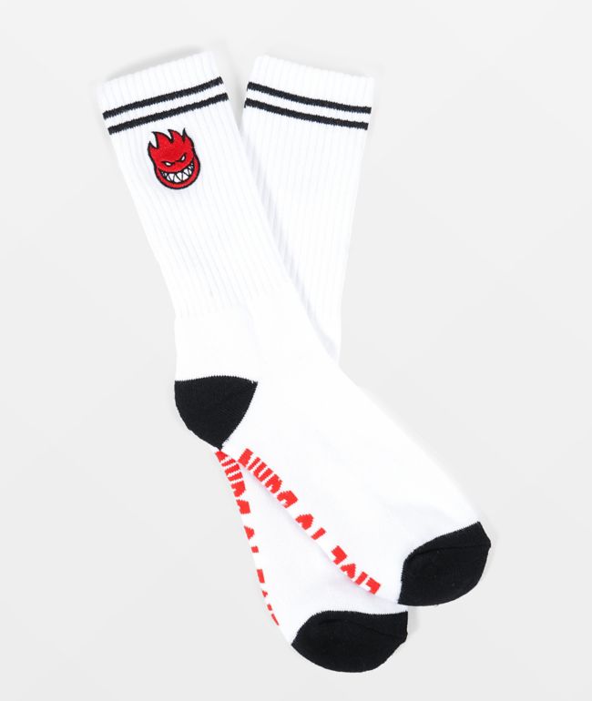 Spitfire Bighead Fill White Crew Socks - Spitfire