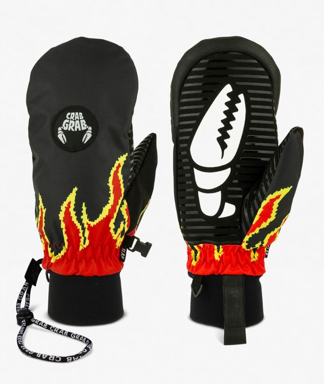 Crab Grab Slap Flamethrower Black 15K Snowboard Mittens - Crab Grab