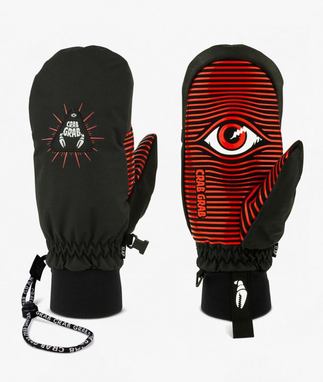 Crab Grab Slap The Eye Black 15K Snowboard Mittens - Crab Grab