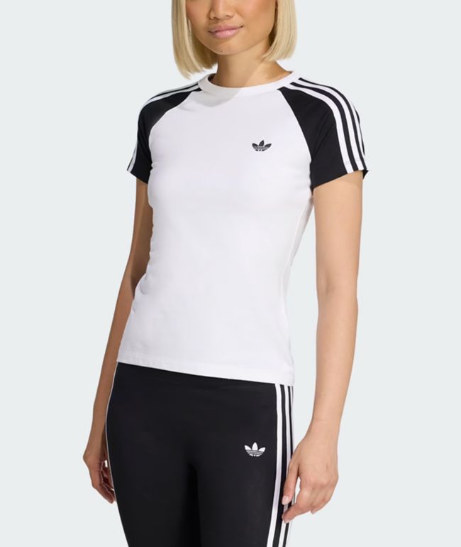 adidas Adicolor Black & White Raglan T-Shirt - adidas