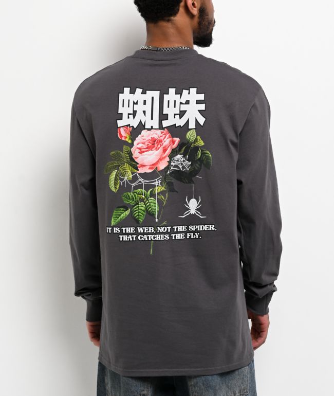 Empyre Spider Rose Charcoal Long Sleeve T-Shirt - Empyre