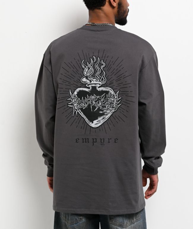 Empyre Thorned Hearts Charcoal Long Sleeve T-Shirt - Empyre