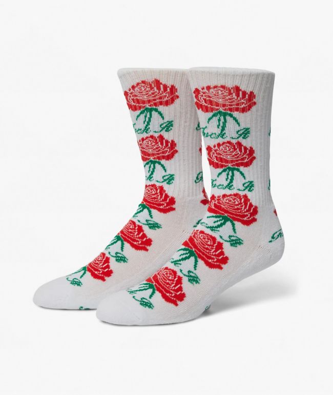HUF Fuck It Rose White Crew Socks - HUF