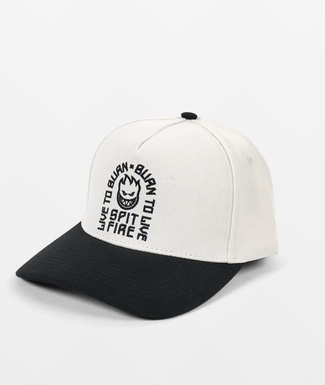 Spitfire Live To Burn White & Black Snapback Hat - Spitfire