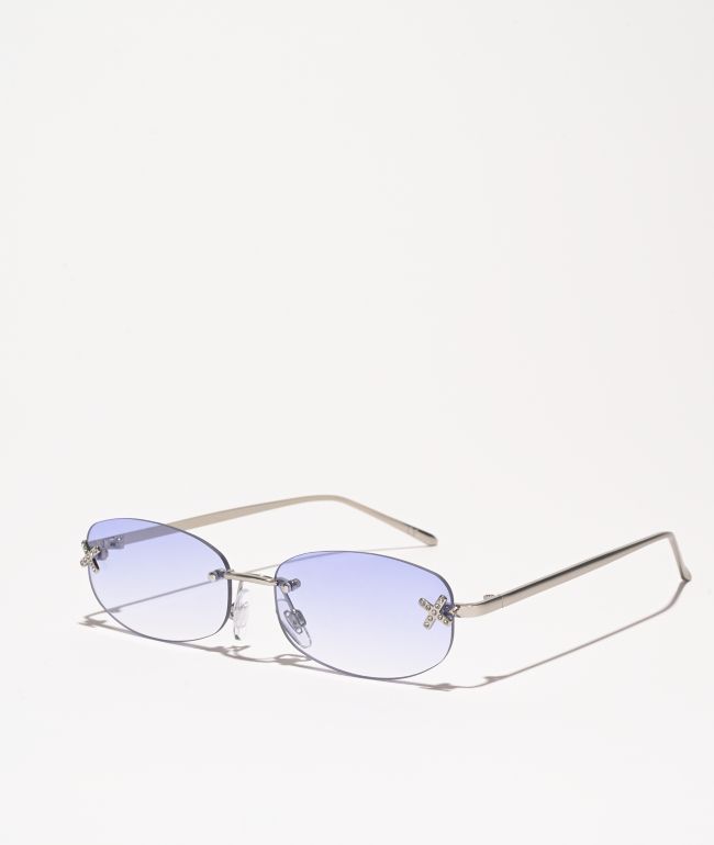 Blue Oval Wire Sunglasses - Blue Gem Sunglasses