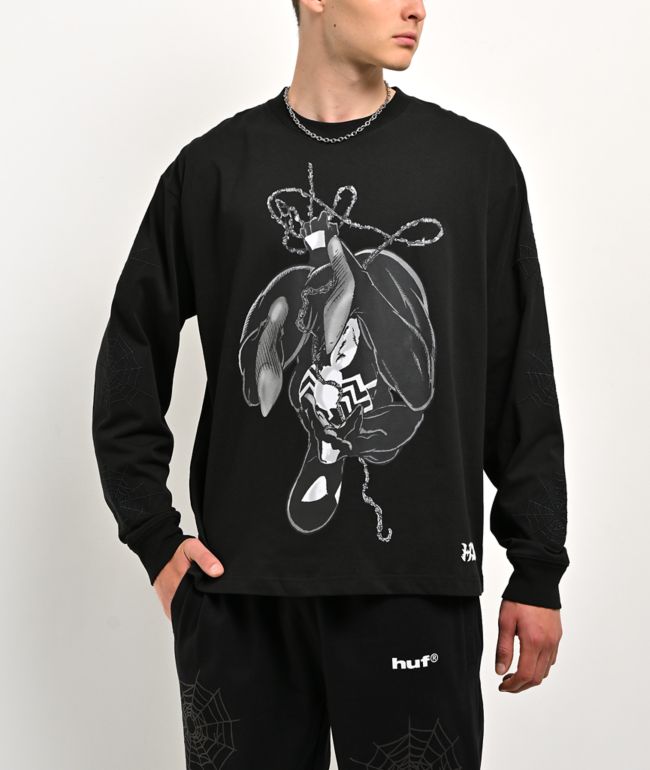 HUF x Spider-Man Upside Down Black Long Sleeve T-Shirt - HUF