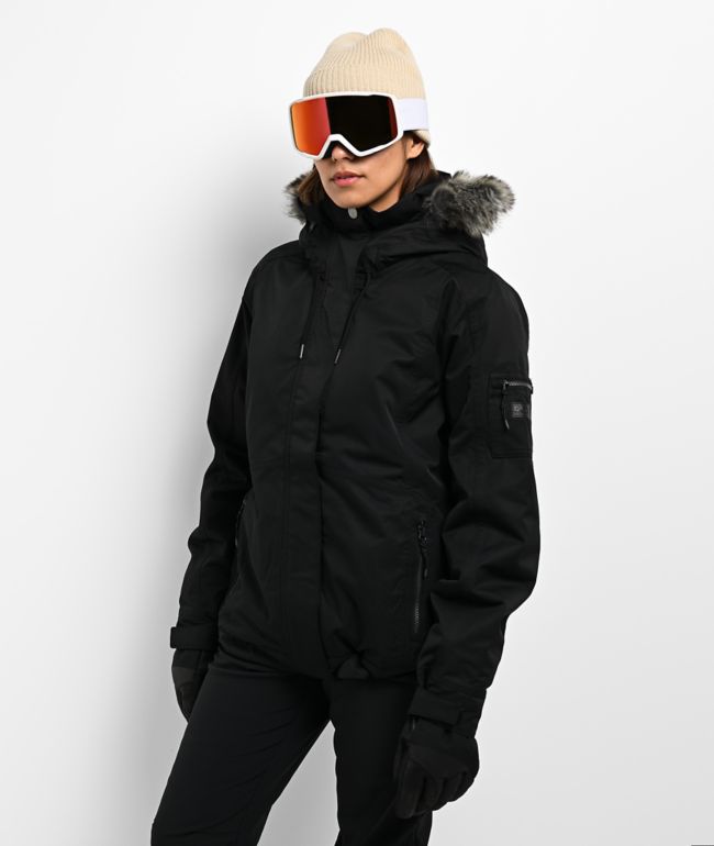 Roxy Meade Faux Fur Black 10K Snowboard Jacket - Roxy