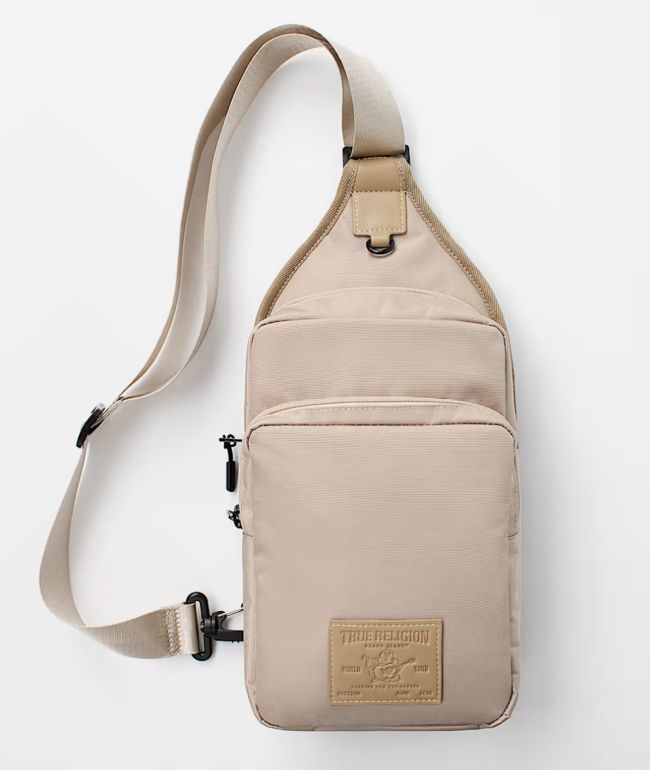 True Religion Pippen Scuffed Beige Sling Bag - True Religion