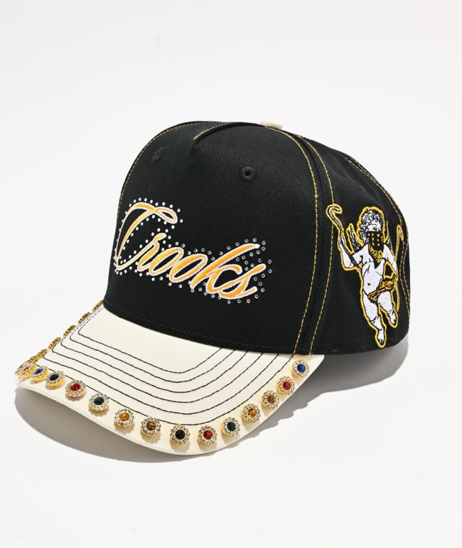 Crooks & Castles Jeweled Black & White Snapback Hat - Crooks & Castles