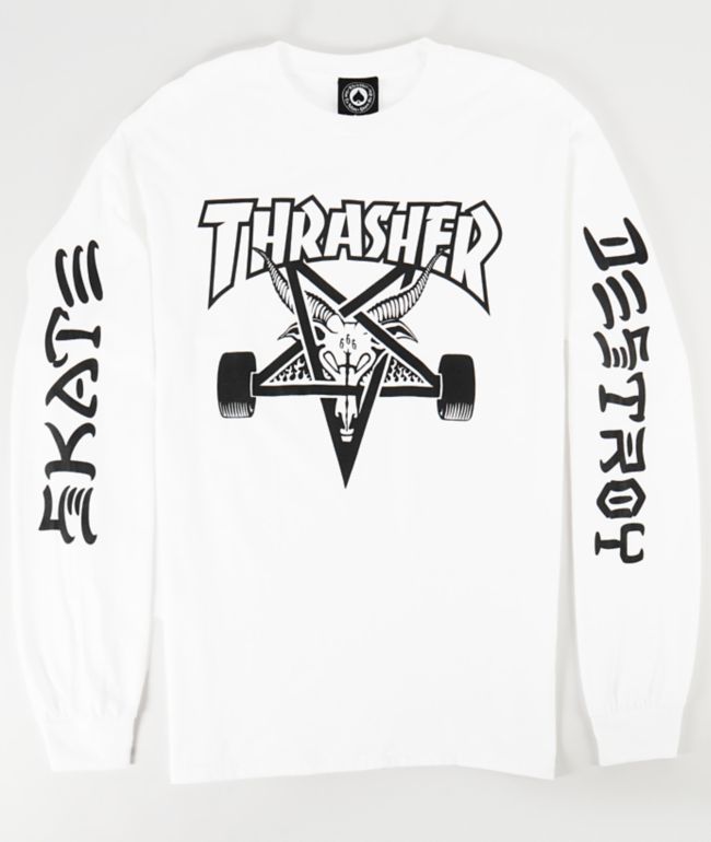 Thrasher Goat Destroy White Long Sleeve T-Shirt - Thrasher