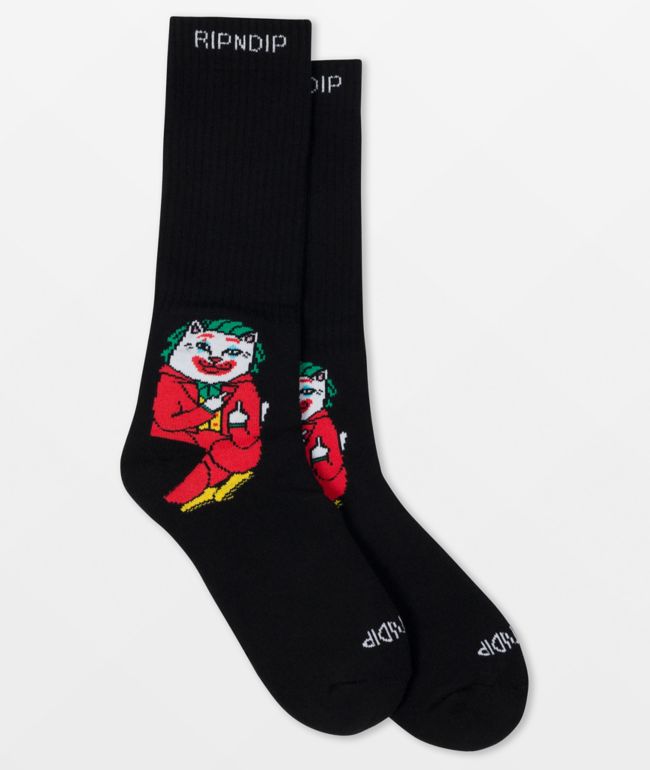 RIPNDIP Why So Nermal? Black Crew Socks - RIPNDIP