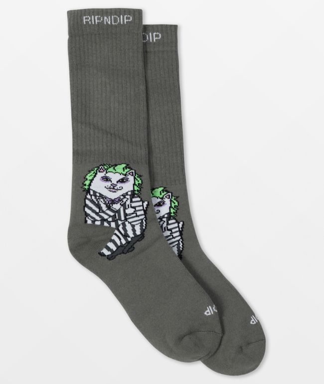 RIPNDIP Bug Drank Nerm Grey Crew Socks - RIPNDIP
