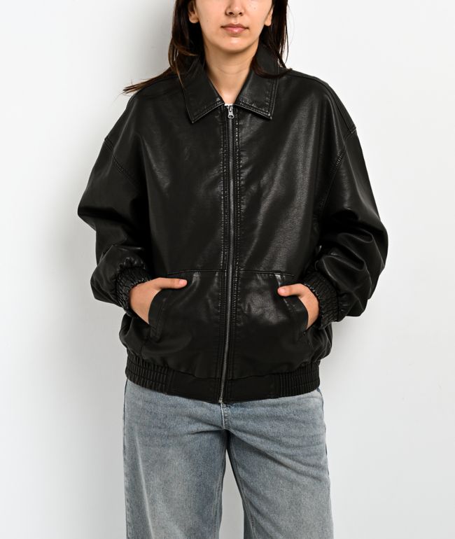Stitch Fusion Distressed Black Bomber Jacket - Stitch Fusion