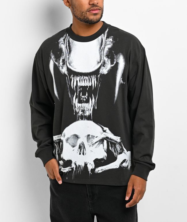 HUF x ALIEN Xenomorph Black Wash Long Sleeve T-Shirt - HUF