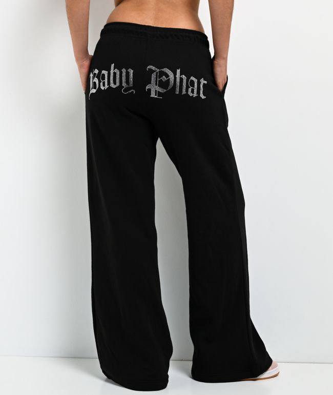 Baby Phat Old English Script Black Wide Leg Sweatpants - Baby Phat
