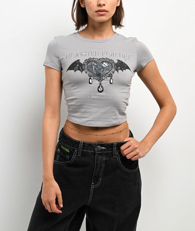 Mattel Monster High Wings Grey Crop T-Shirt - Masters of the Universe