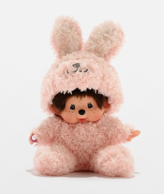 Monchhichi Sitting Fluffy Bunny Vinyl Plush Toy - Monchhichi