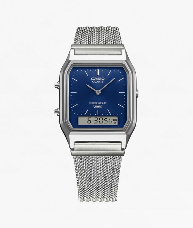 Casio AQ230EM-2A Silver & Blue Analog & Digital Watch - Casio