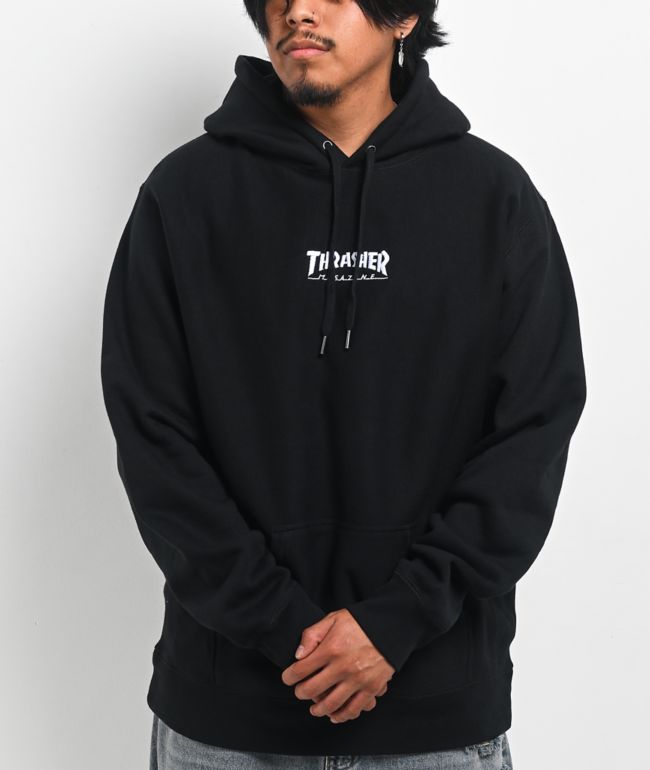 Thrasher Embroidered Heavyweight Black Hoodie - Thrasher