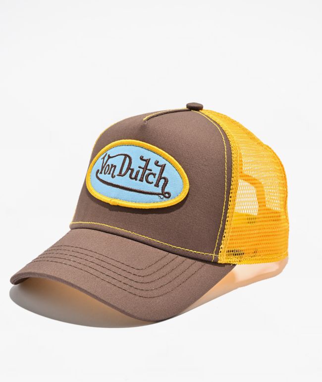Von Dutch Staple Brown & Yellow Trucker Hat - Von Dutch