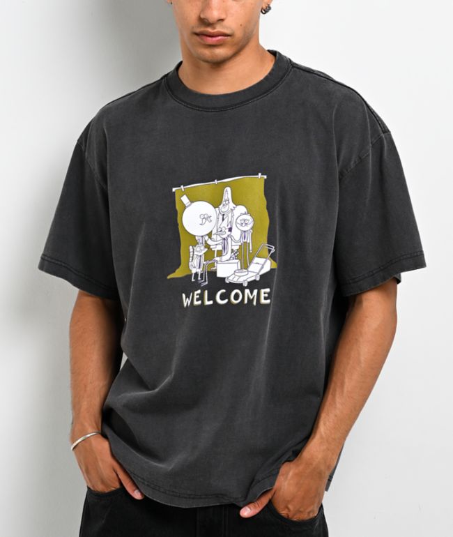 Welcome x Regular Show Mordecai Charcoal Wash T-Shirt - Welcome Skateboards