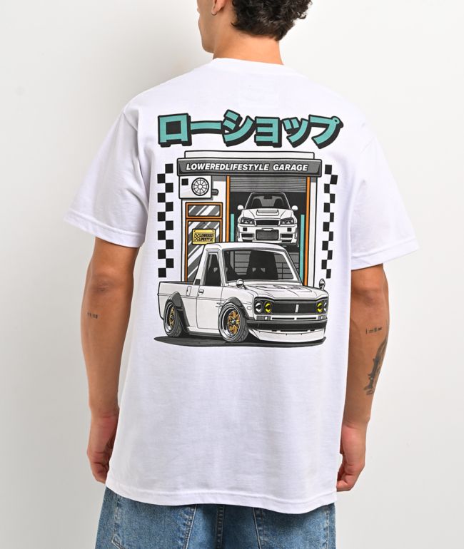 Lowered Lifestyle Hako Garage White T-Shirt - Lowered Lifestyle