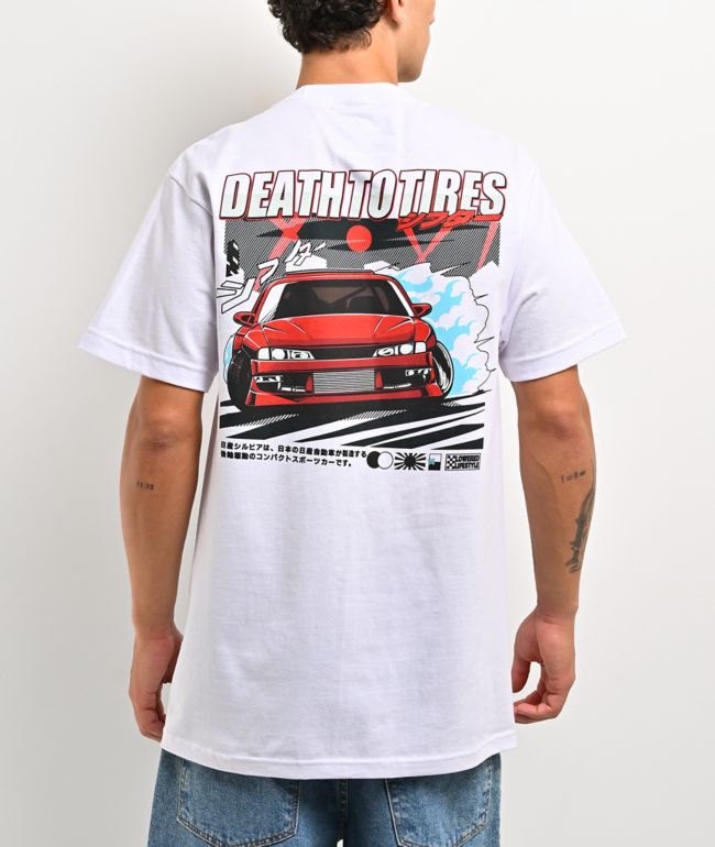Lowered Lifestyle Death To Tires White T-Shirt - Lowered Lifestyle