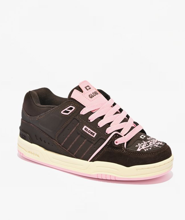 Globe Fusion Brown & Cherry Blossom Skate Shoes - Globe