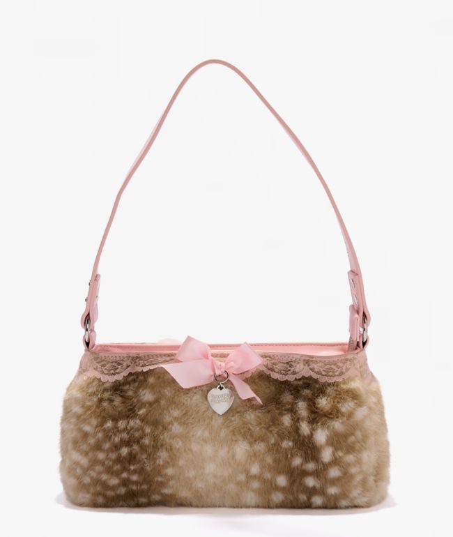 Broken Promises Deerly Beloved Brown Faux Fir Shoulder Bag - Broken Promises
