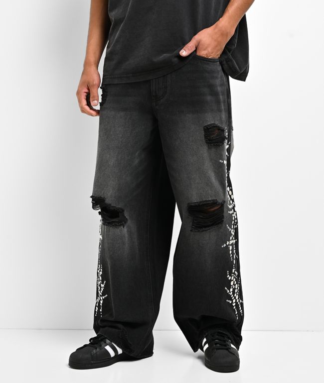 Broken Promises Renegade Black Wash Ultra Wide Leg Jeans - Broken Promises