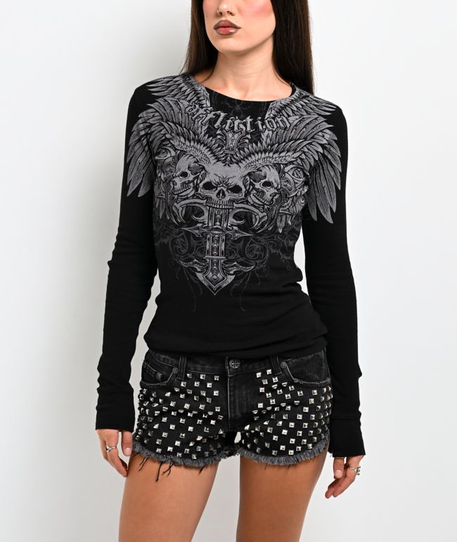 Affliction Elusive Afterlife Black Thermal Long Sleeve T-Shirt - Affliction