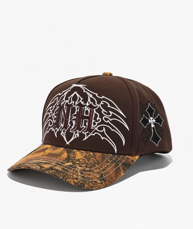 Ninth Hall Cross A-Frame Brown & Camo Snapback Hat - Ninth Hall