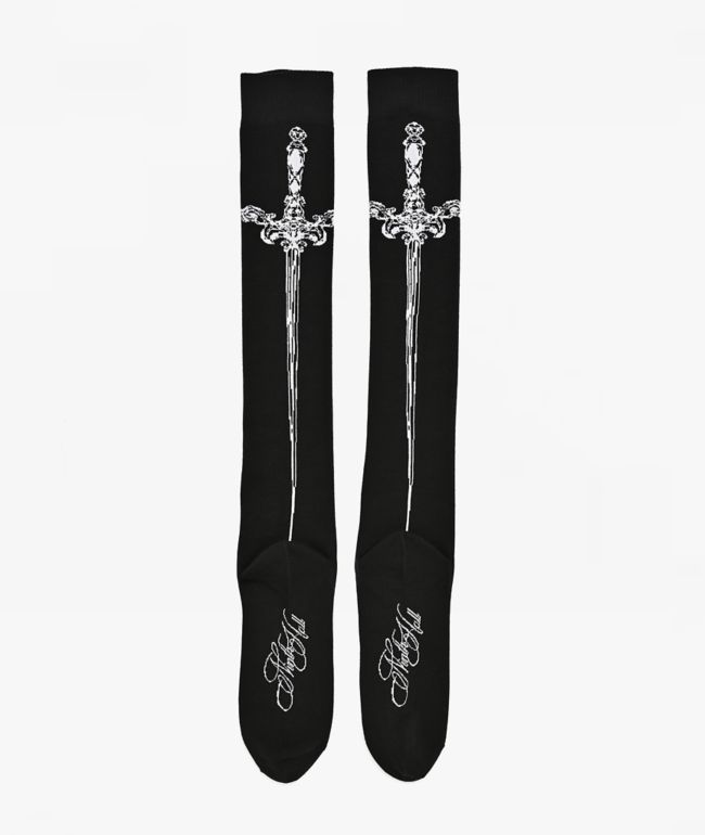 Ninth Hall Angel Black Thigh High Socks - Ninth Hall