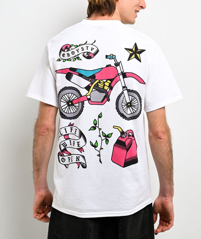 CboysTV Tatted Two Wheels White T-Shirt - CboysTV