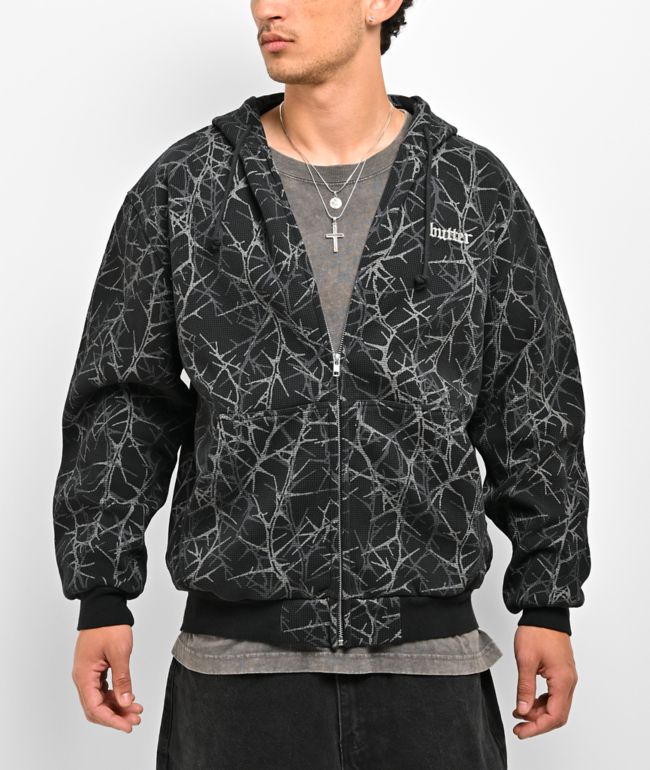 Butter Goods Thorn Waffle Knit Grey Camo Zip Hoodie - Butter Goods