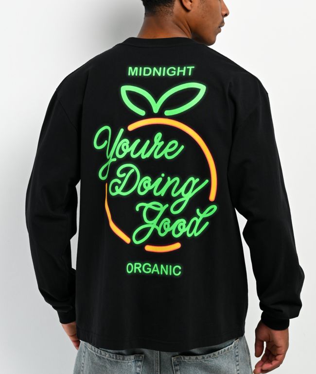 Midnight Organic Neon YDG Sign Black Long Sleeve T-Shirt - Midnight Organic