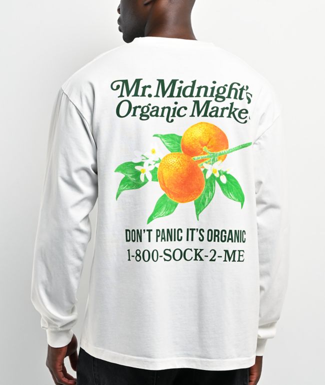 Midnight Organic Market White Long Sleeve T-Shirt - Midnight Organic