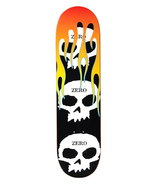 Zero 3 Skulls With Flames 8.0" Skateboard Deck - Zero
