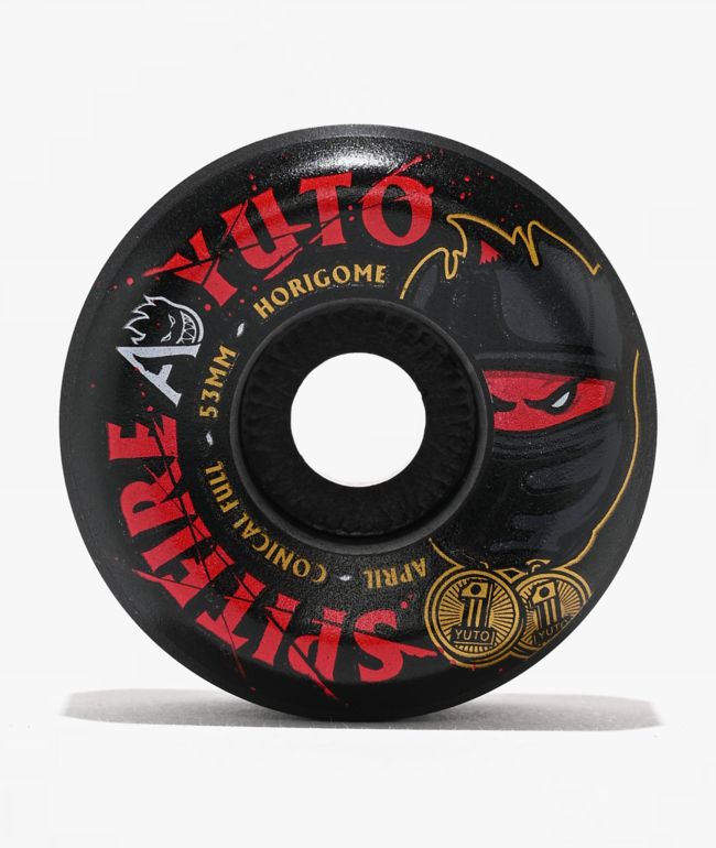 Spitfire x April Yuto Formula Four Conical Full 53mm 99a Black Skateboard Wheels - Spitfire