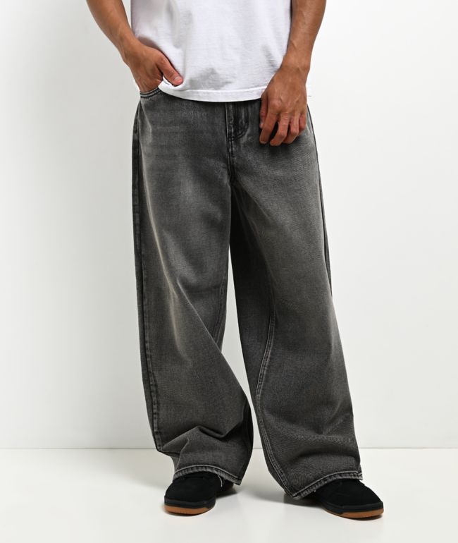 Empyre Slate Grey Wash Ultra Wide Skate Jeans - Empyre