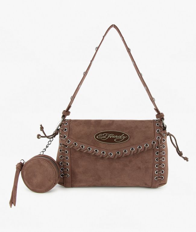 Ed Hardy Jeri Flap Brown Shoulder Bag - Ed Hardy