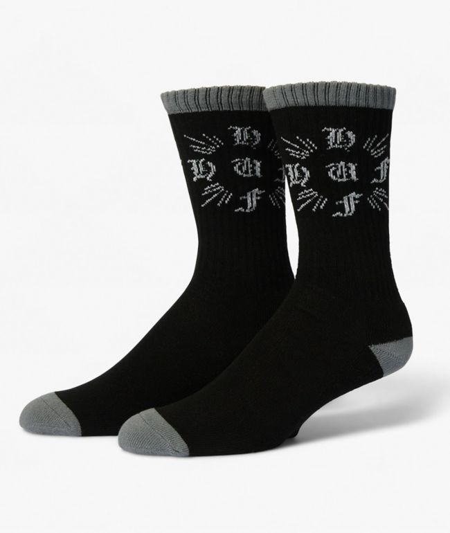 HUF Cross Black Crew Socks  - HUF