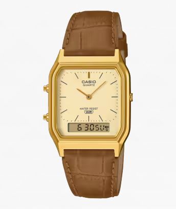 Casio Vintage AQ-230EGL-9A Gold & Brown Digital & Analog Watch - G-Shock