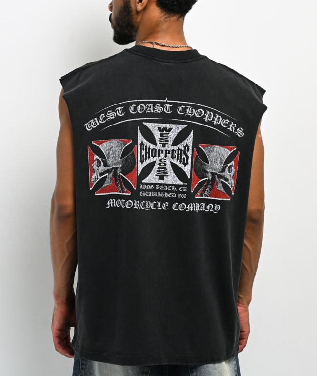 West Coast Choppers Triple Threat Black Wash Tank Top - West Coast Choppers